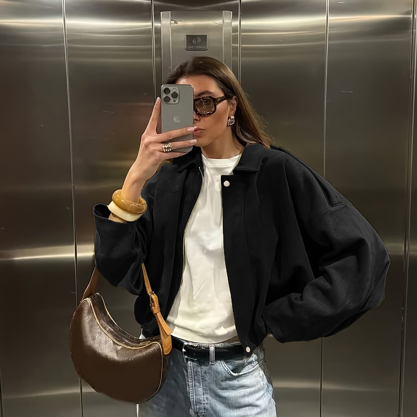 Ariel | Miękka Retro Kurtka Z Sztucznego Zamszu